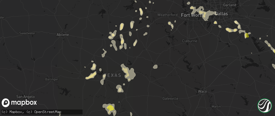 Hail map in Dublin, TX on May 24, 2026
