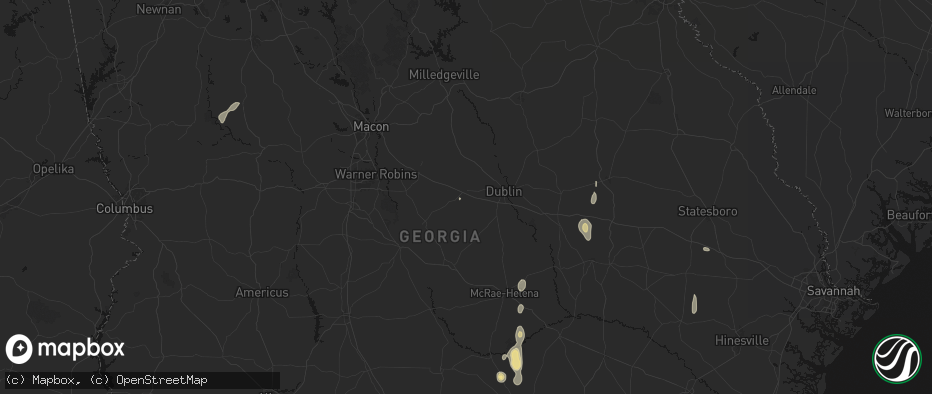 Hail map in Dudley, GA on May 24, 2026