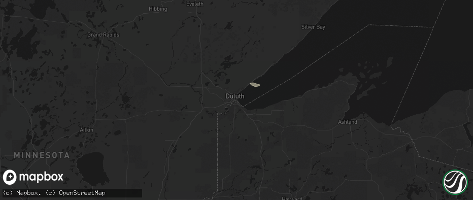 Hail map in Duluth, MN on May 24, 2026