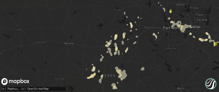 Hail map in Eastland, TX on May 24, 2026