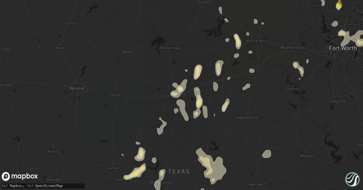 Hail map in Eastland, TX on May 24, 2026