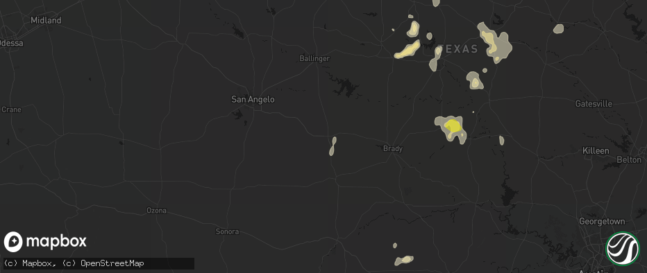 Hail map in Eden, TX on May 24, 2026