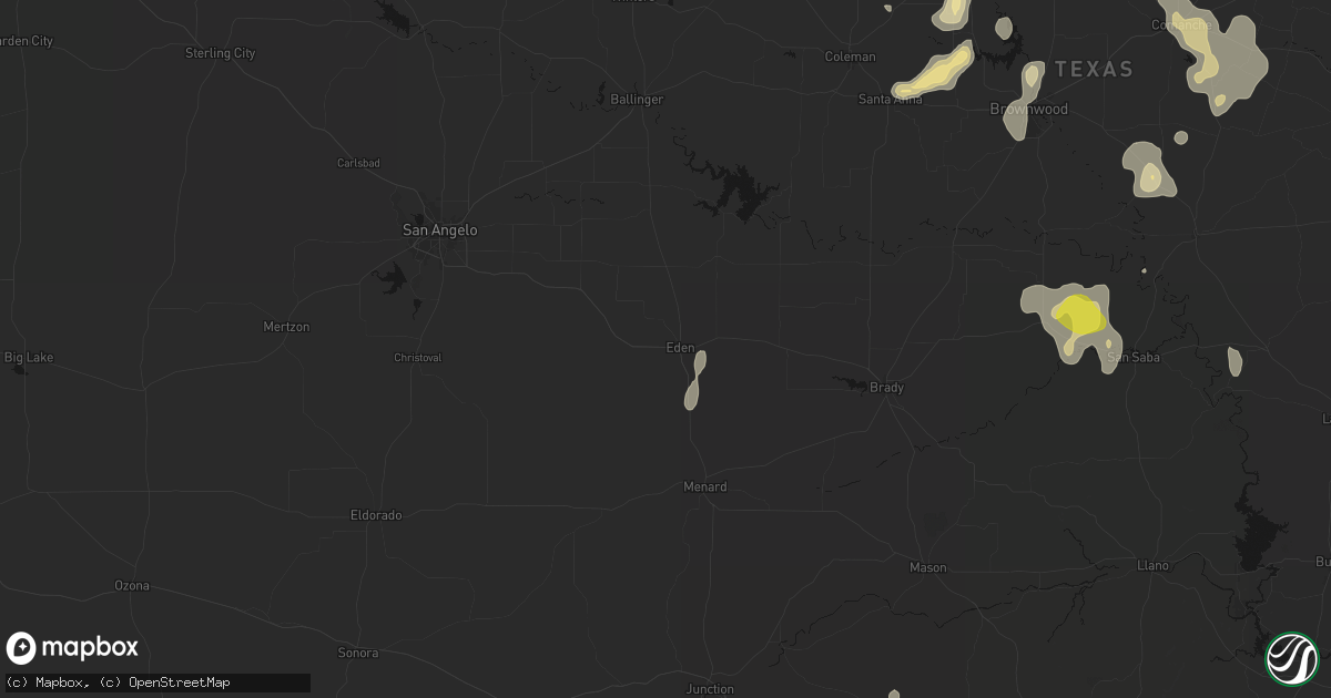 Hail map in Eden, TX on May 24, 2026