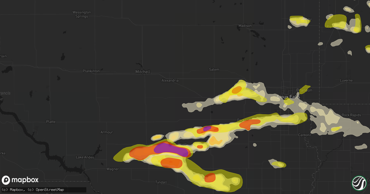Hail map in Emery, SD on May 24, 2026
