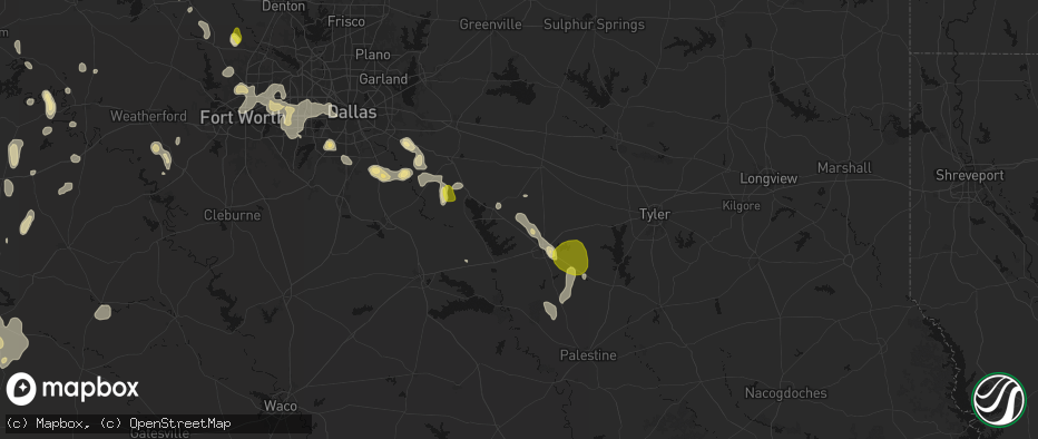 Hail map in Eustace, TX on May 24, 2026