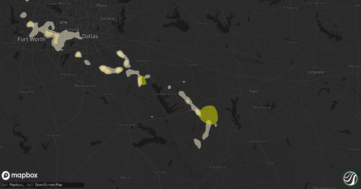 Hail map in Eustace, TX on May 24, 2026