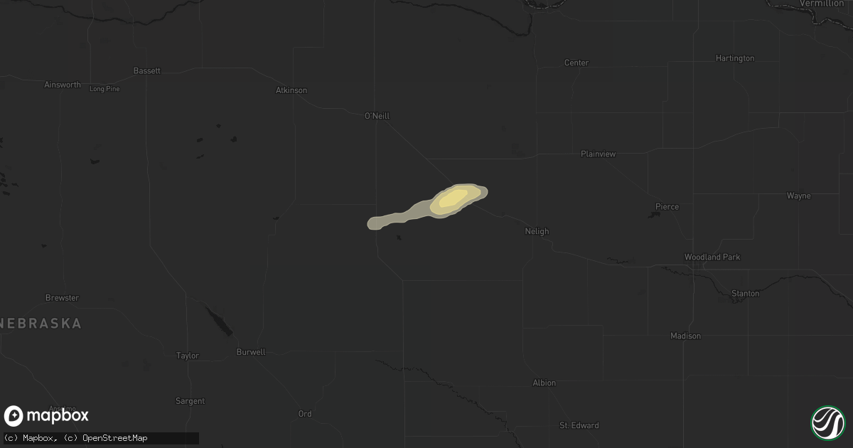 Hail map in Ewing, NE on May 24, 2026