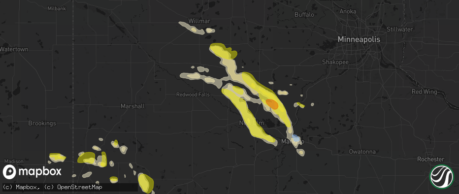 Hail map in Fairfax, MN on May 24, 2026
