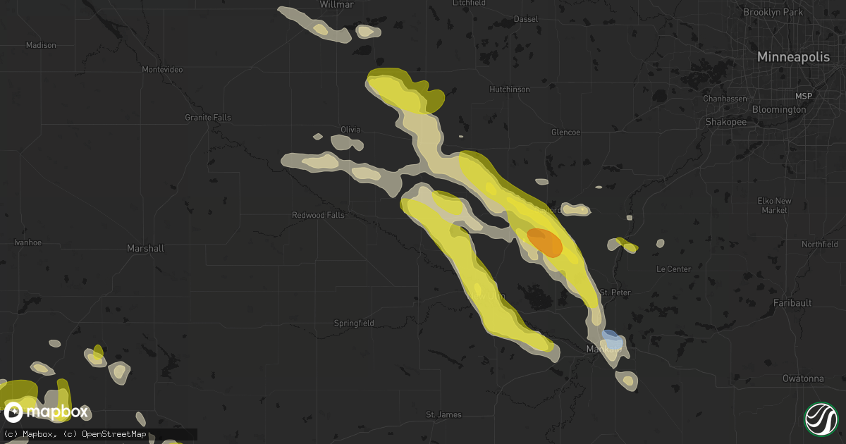 Hail map in Fairfax, MN on May 24, 2026