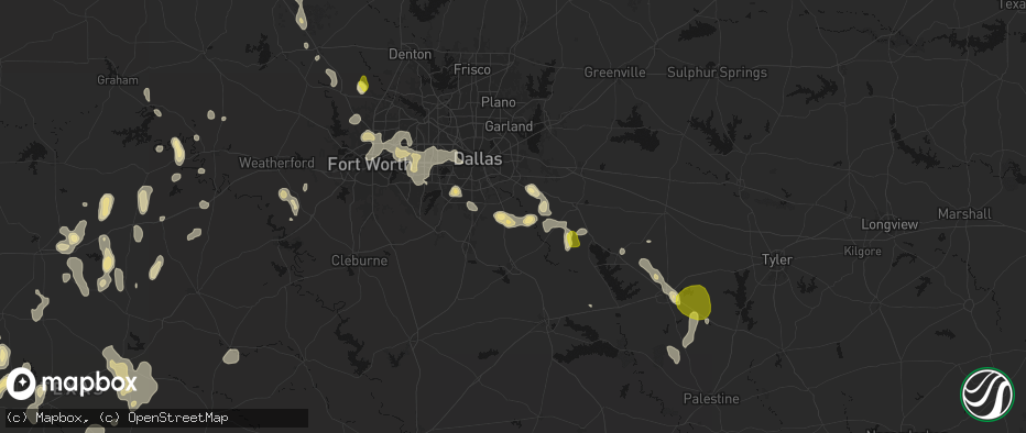 Hail map in Ferris, TX on May 24, 2026
