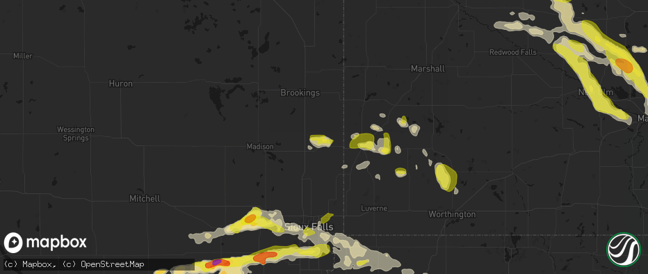 Hail map in Flandreau, SD on May 24, 2026