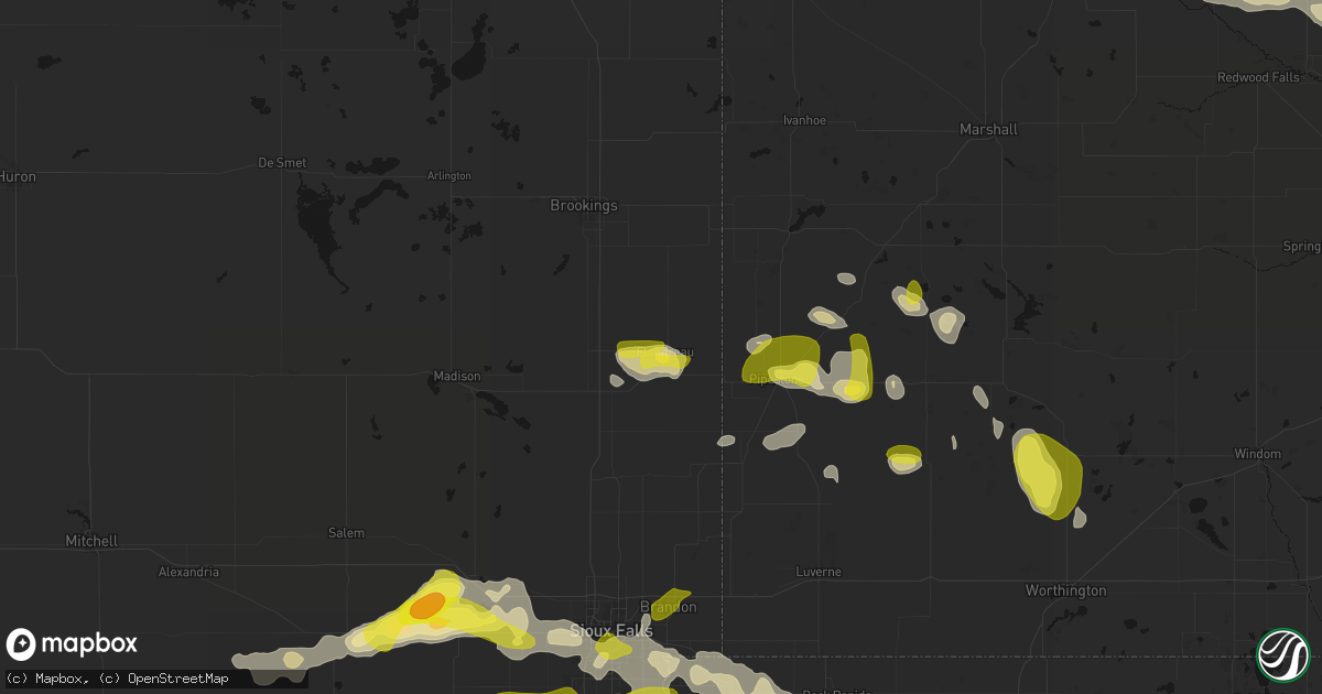 Hail map in Flandreau, SD on May 24, 2026