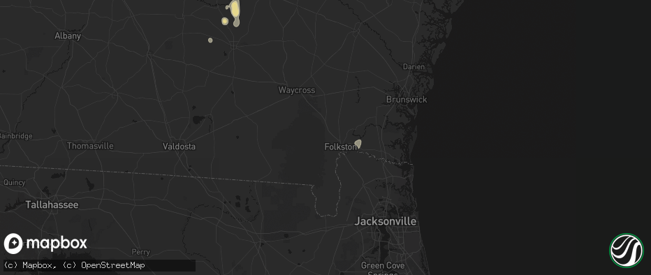 Hail map in Folkston, GA on May 24, 2026