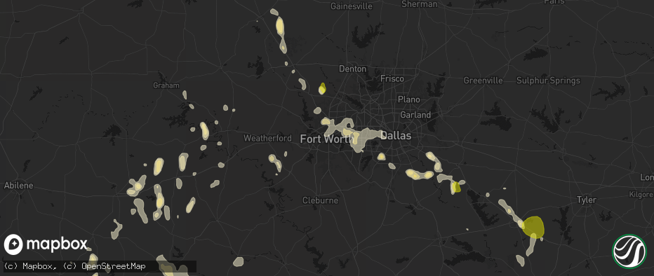 Hail map in Fort Worth, TX on May 24, 2026