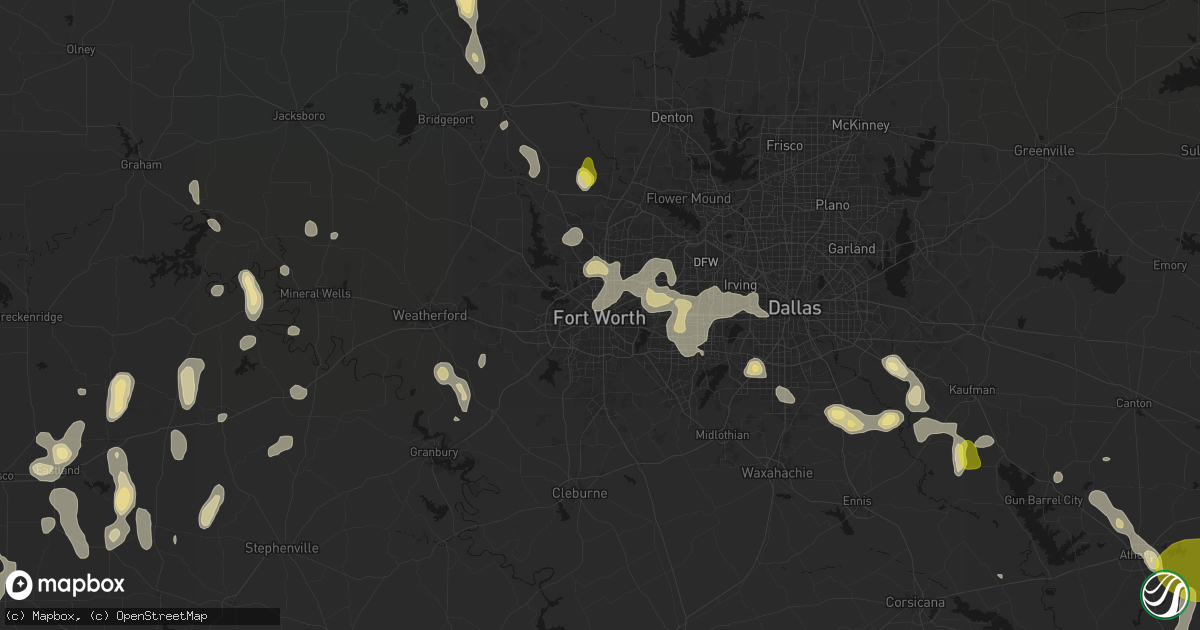 Hail map in Fort Worth, TX on May 24, 2026