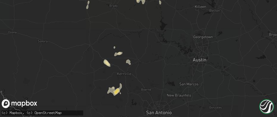 Hail map in Fredericksburg, TX on May 24, 2026