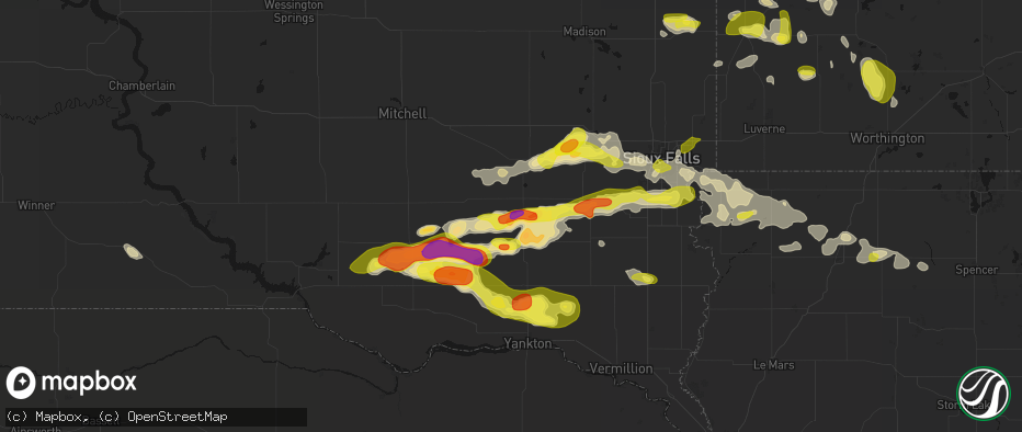 Hail map in Freeman, SD on May 24, 2026