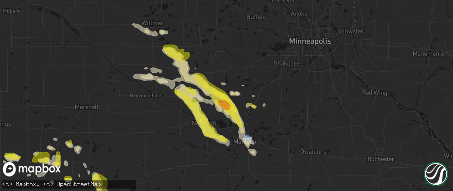 Hail map in Gaylord, MN on May 24, 2026