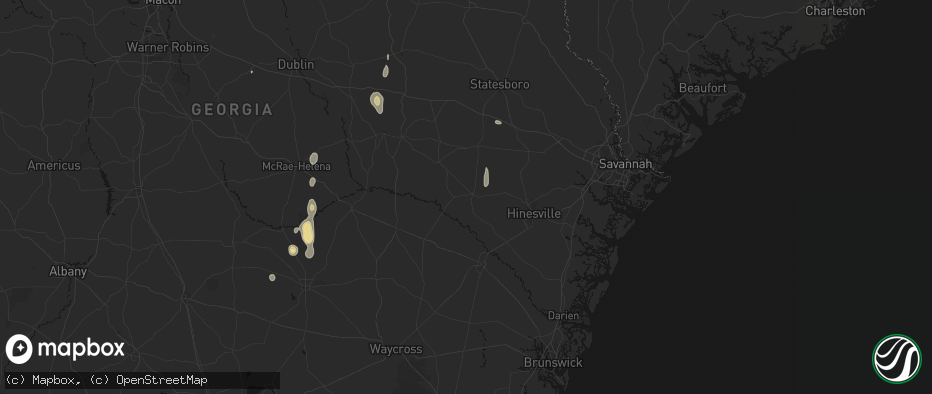 Hail map in Glennville, GA on May 24, 2026