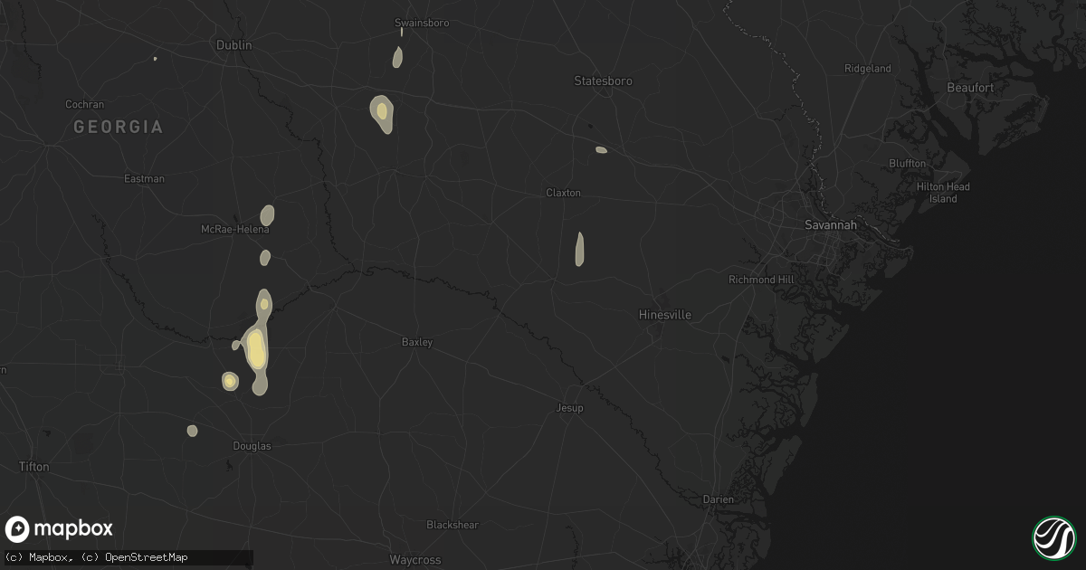 Hail map in Glennville, GA on May 24, 2026