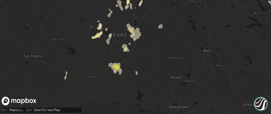 Hail map in Goldthwaite, TX on May 24, 2026