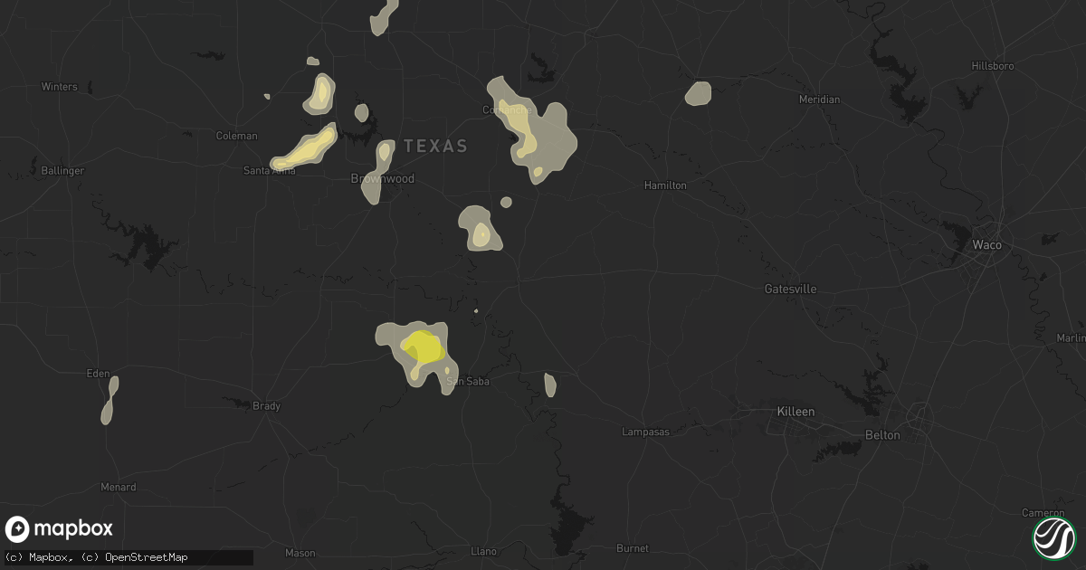 Hail map in Goldthwaite, TX on May 24, 2026