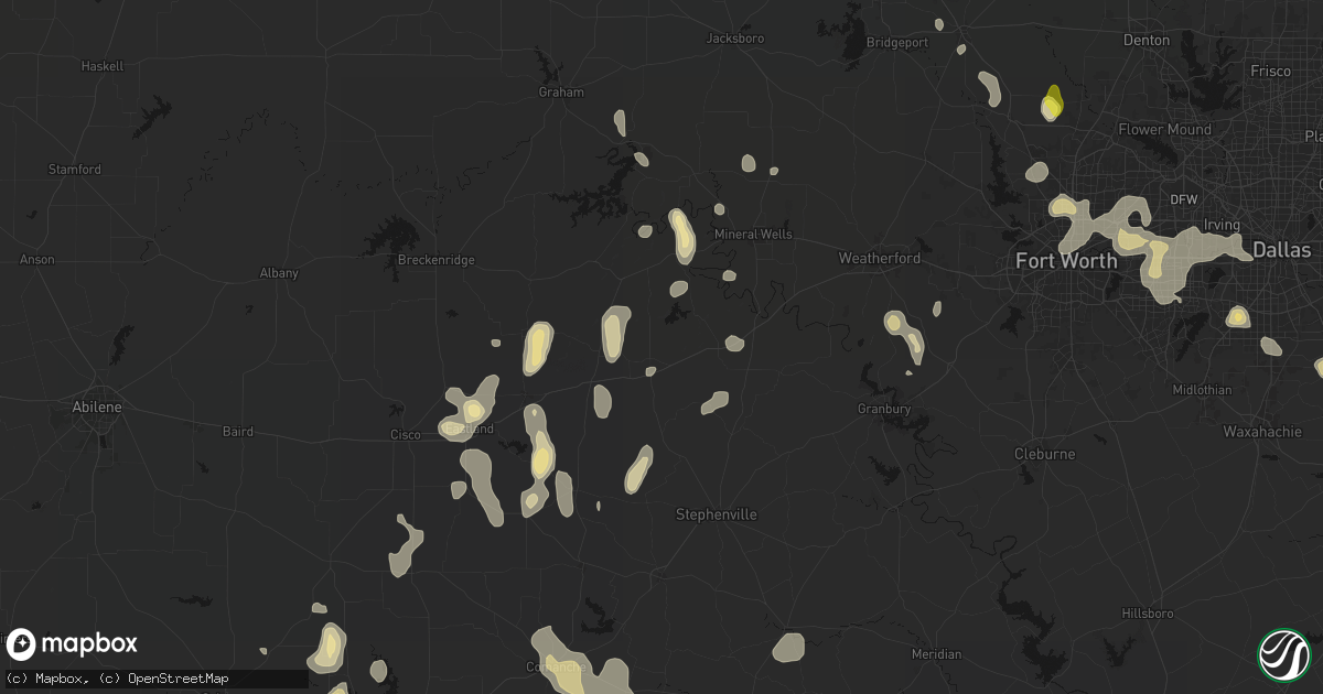 Hail map in Gordon, TX on May 24, 2026