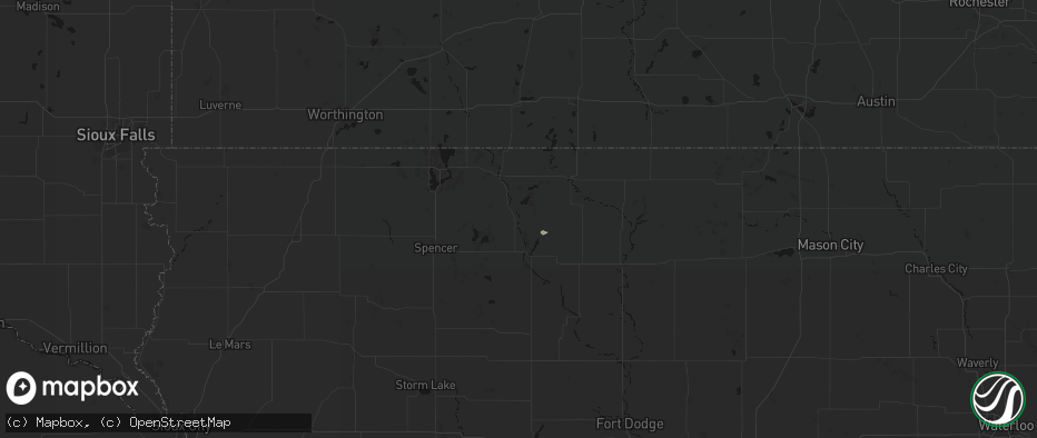 Hail map in Graettinger, IA on May 24, 2026