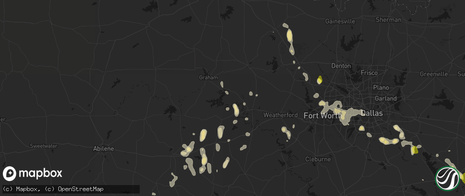 Hail map in Graford, TX on May 24, 2026