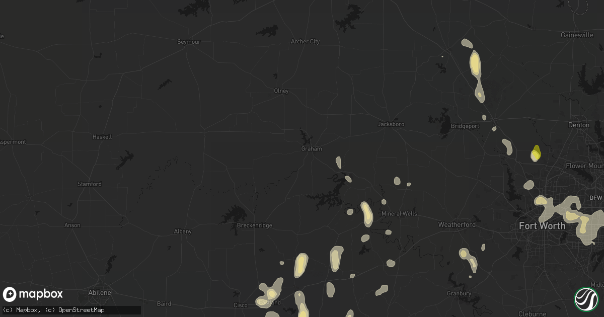 Hail map in Graham, TX on May 24, 2026