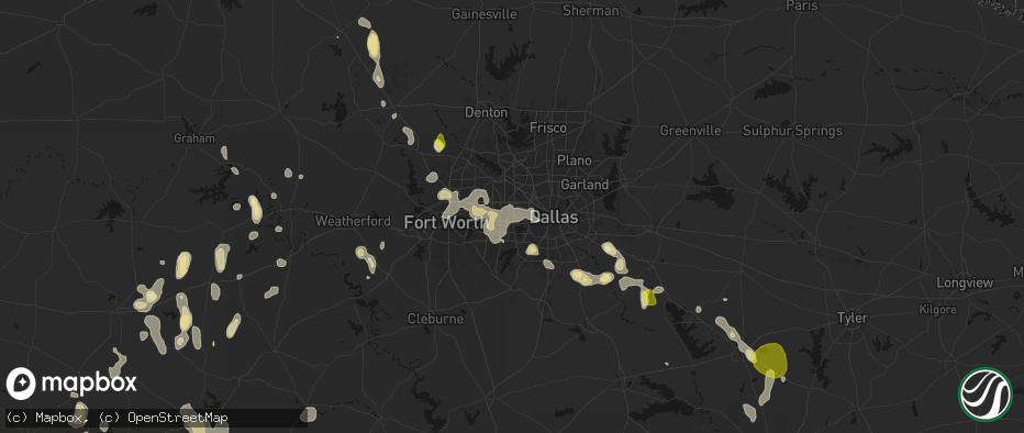 Hail map in Grand Prairie, TX on May 24, 2026