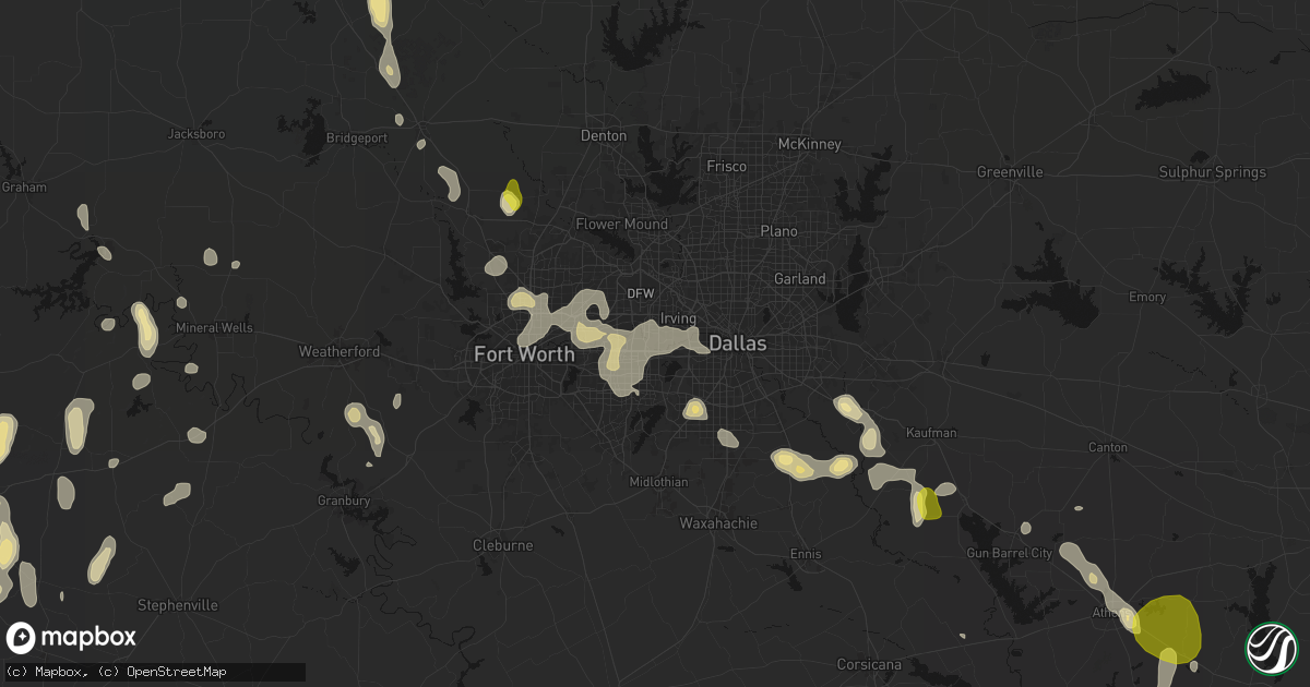 Hail map in Grand Prairie, TX on May 24, 2026