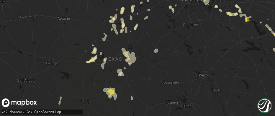Hail map in Gustine, TX on May 24, 2026