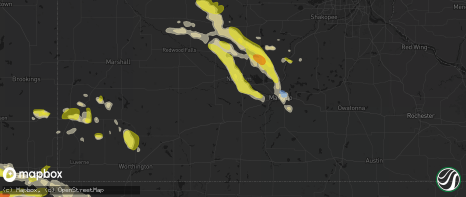Hail map in Hanska, MN on May 24, 2026