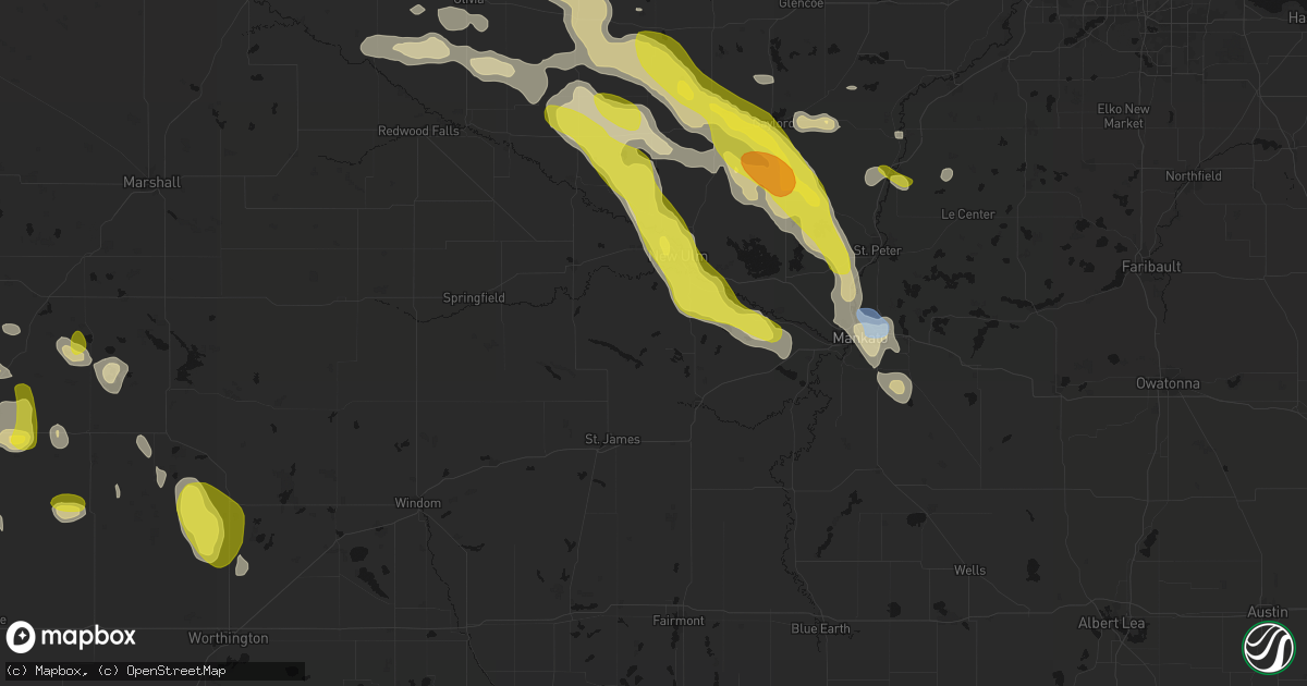 Hail map in Hanska, MN on May 24, 2026