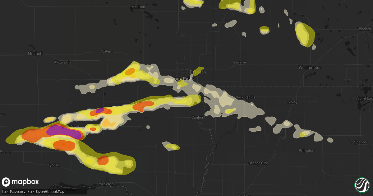 Hail map in Harrisburg, SD on May 24, 2026