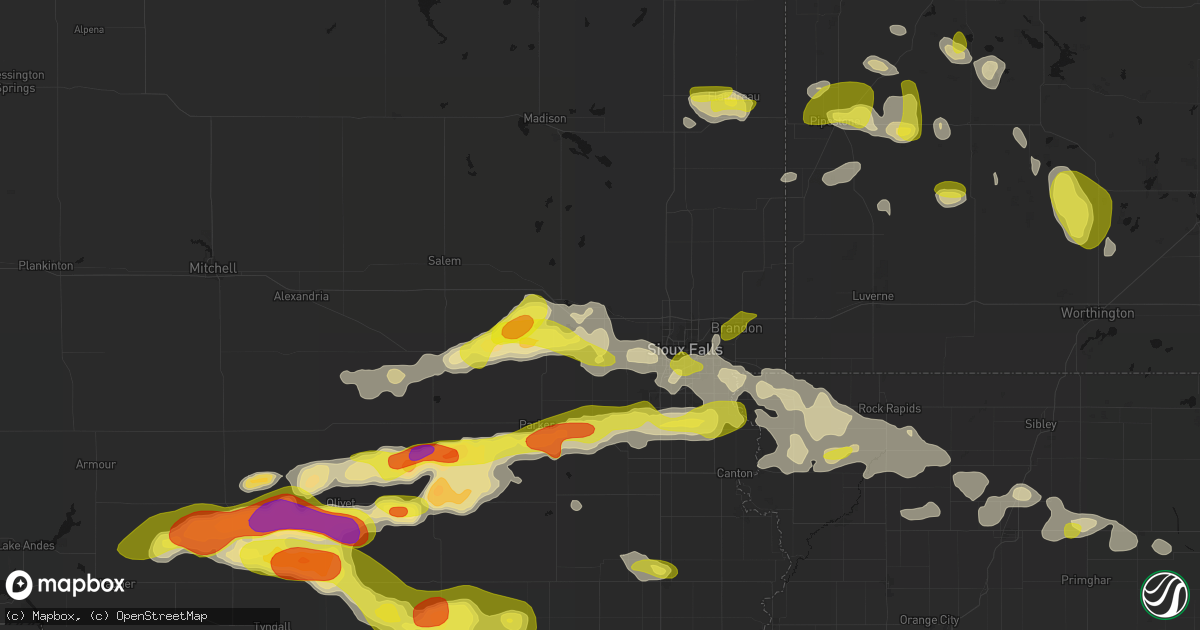 Hail map in Hartford, SD on May 24, 2026