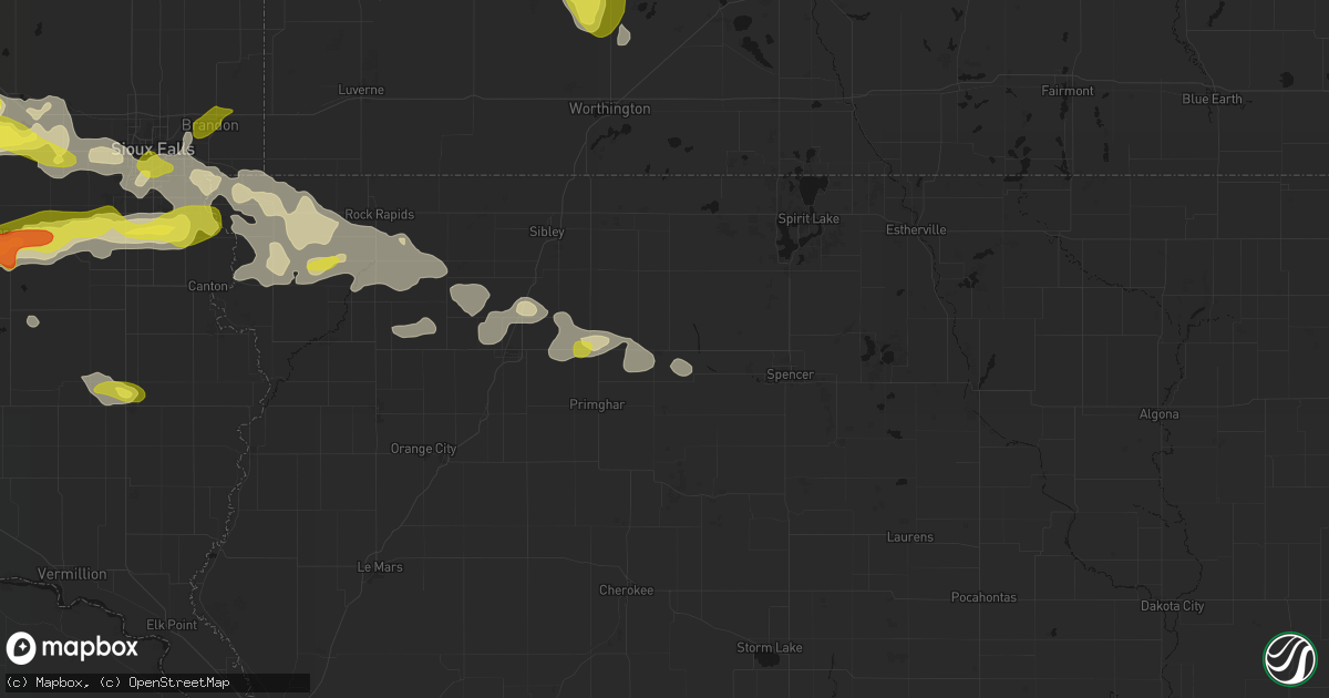 Hail map in Hartley, IA on May 24, 2026