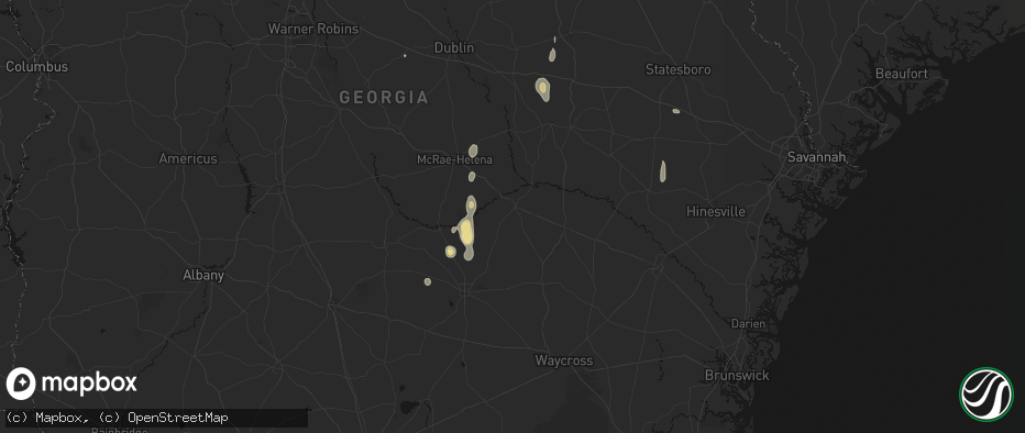 Hail map in Hazlehurst, GA on May 24, 2026