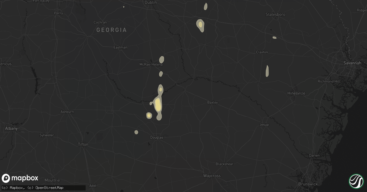 Hail map in Hazlehurst, GA on May 24, 2026