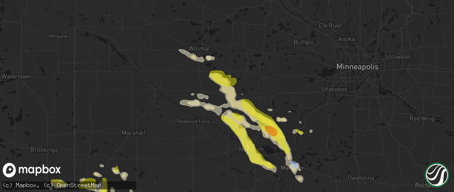 Hail map in Hector, MN on May 24, 2026