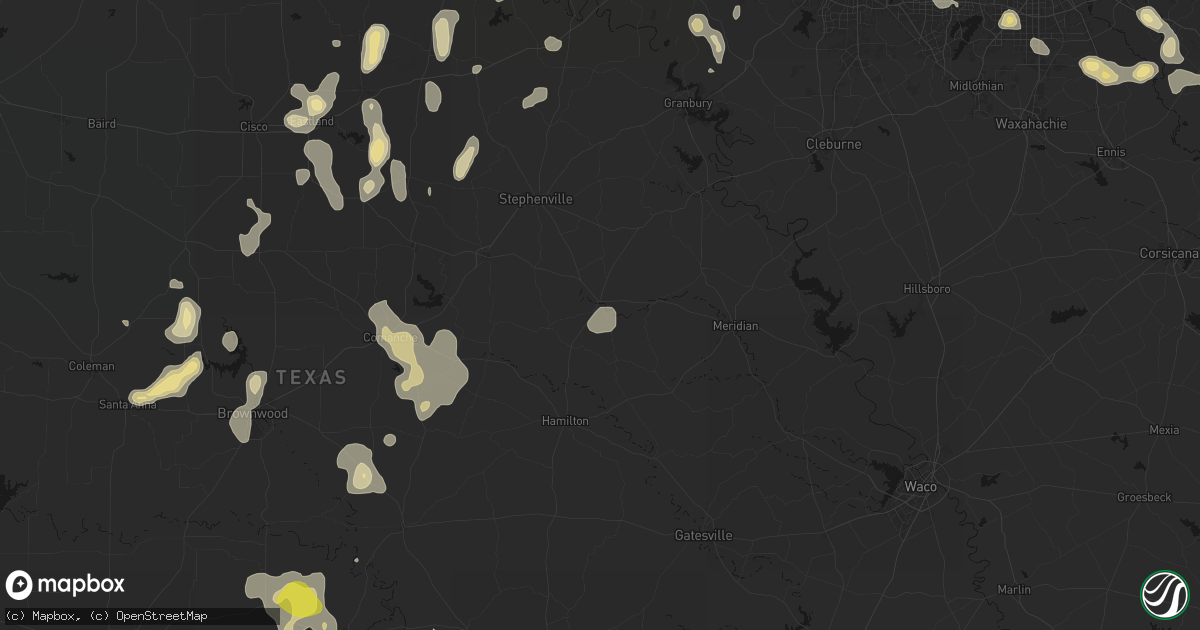 Hail map in Hico, TX on May 24, 2026