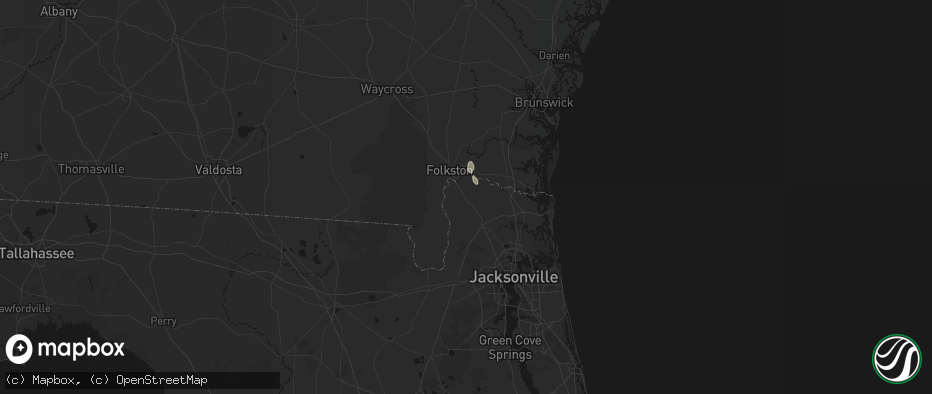 Hail map in Hilliard, FL on May 24, 2026