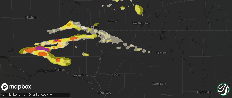 Hail map in Hull, IA on May 24, 2026