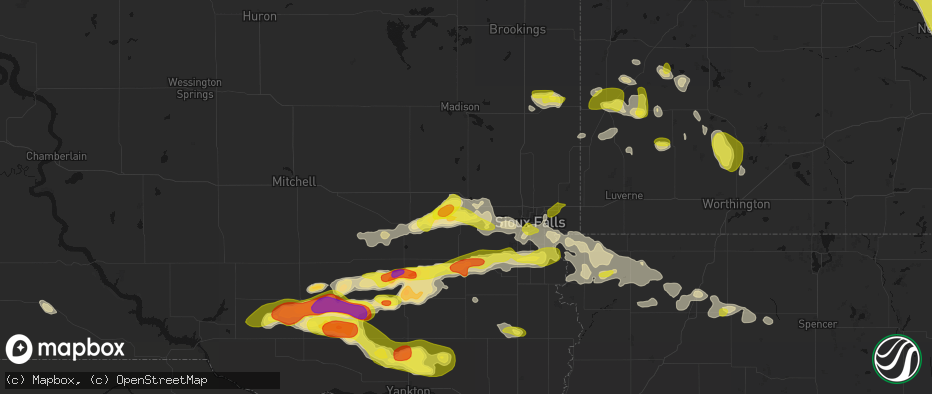 Hail map in Humboldt, SD on May 24, 2026