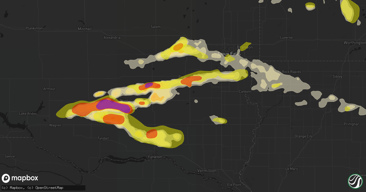 Hail map in Hurley, SD on May 24, 2026