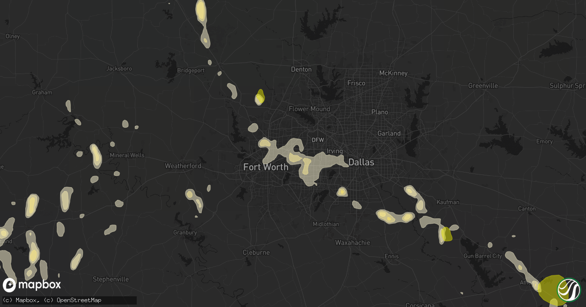 Hail map in Hurst, TX on May 24, 2026