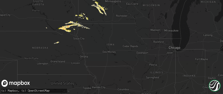 Hail map in Iowa on May 24, 2026