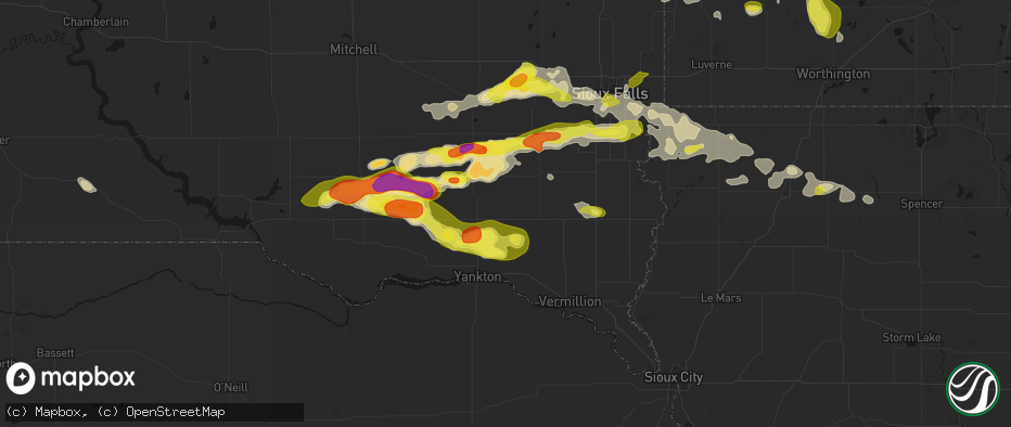 Hail map in Irene, SD on May 24, 2026