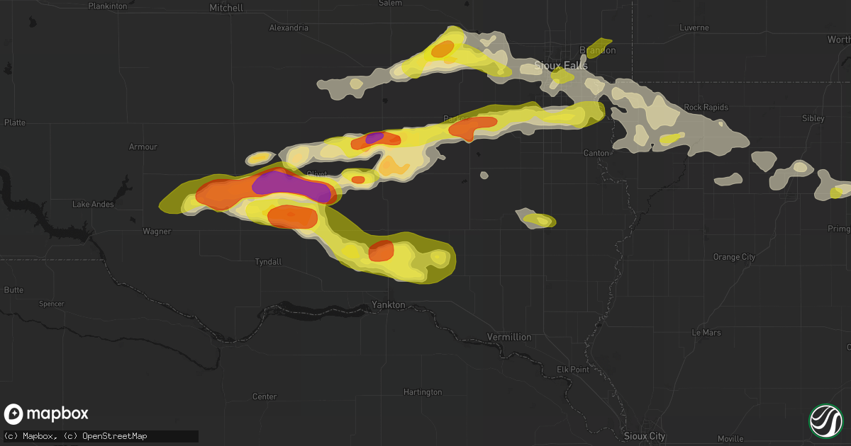 Hail map in Irene, SD on May 24, 2026